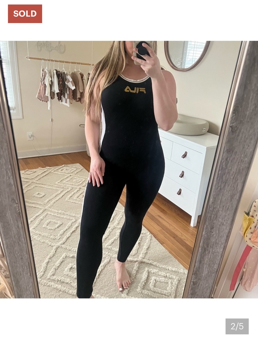 FILA Black One-Piece Athletic Jumpsuit with Gold Logo